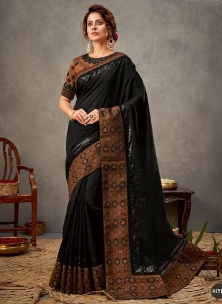 Black Colour Norita 41500 Series Arinya Mahotsav New Designer Festive wear Silk Saree Collection 41519